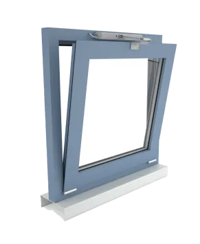RWA Fassadenfenster, Kippflügel einwärts öffnend, Antriebsmontage auf dem Fensterrahmen